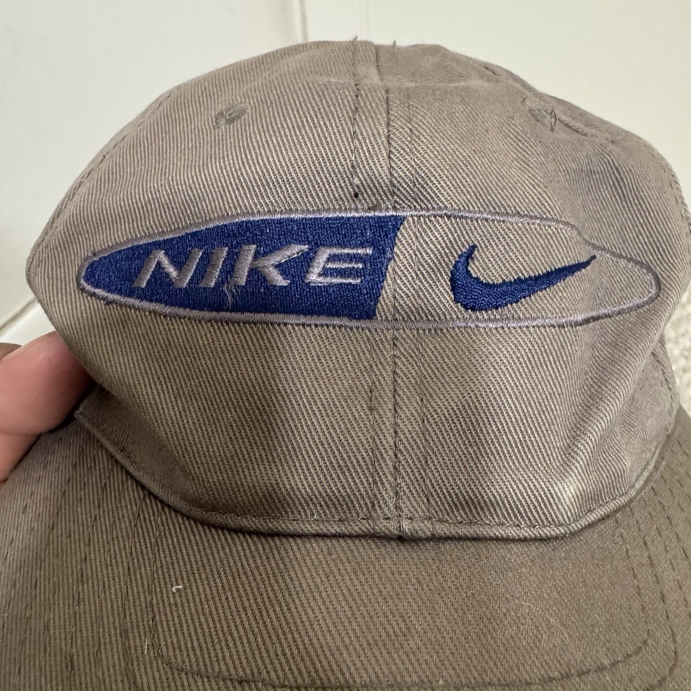 VTG 90s Nike Dad Hat Strapback Oval Swoosh Logo Preppy Cap Brown Y2K - Picture 6 of 12